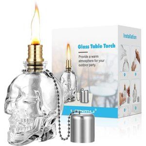 Molded Glass Table Torch, Outdoor Patio Garden Torch,DIY Skeleton Tabletop Decor
